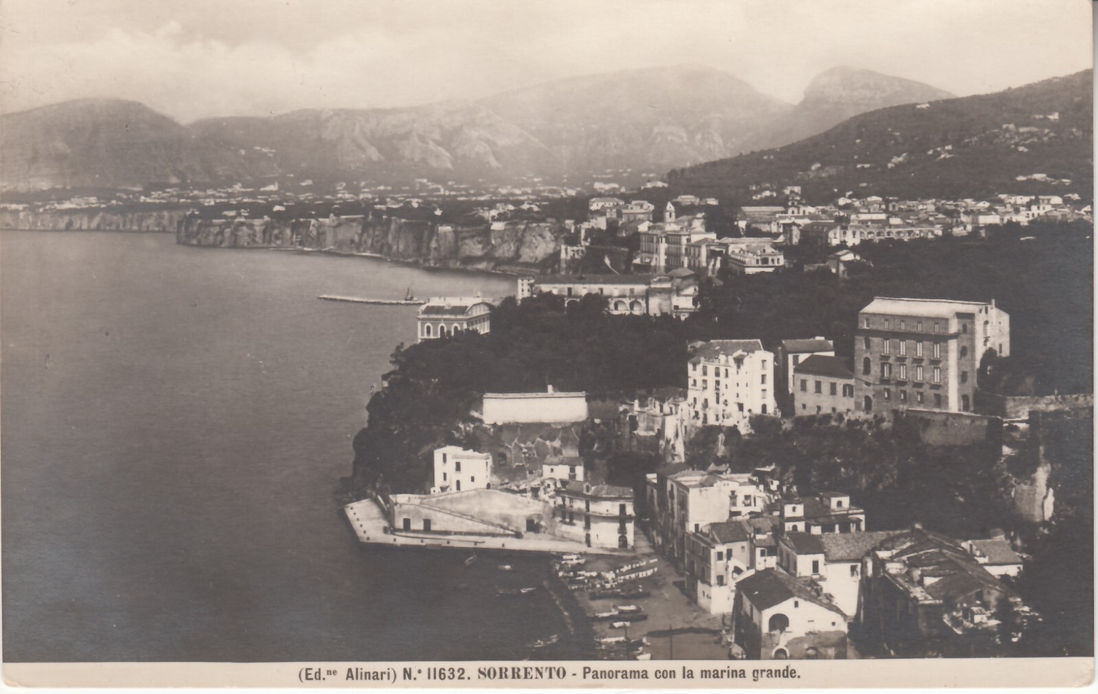 Sorrento Campania ITALY. Panorama with the Large Marina. Vintage