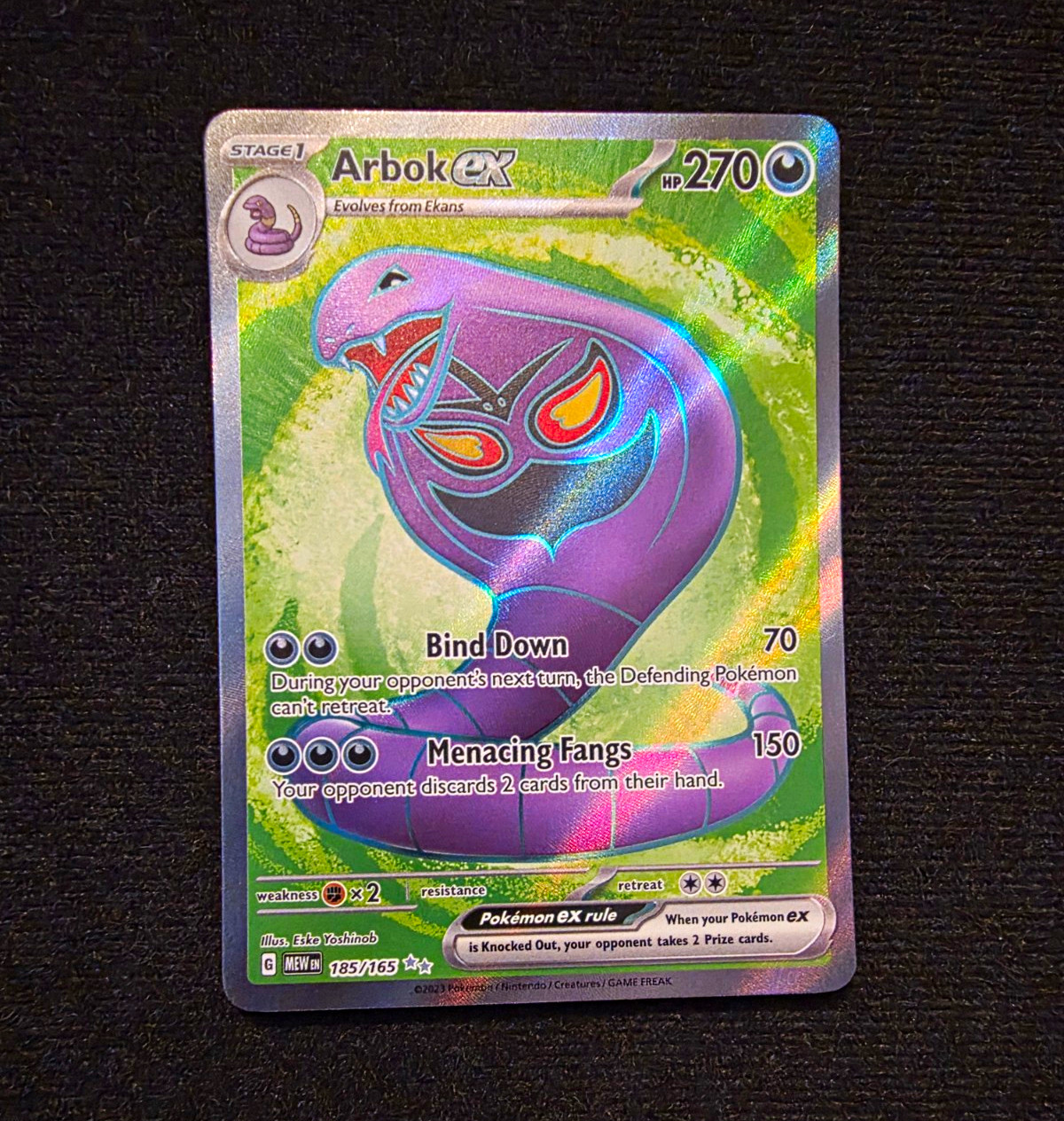 Pokémon TCG Arbok ex 185/165 SV Scarlet & Violet 151 Ultra Rare Full Art Holo