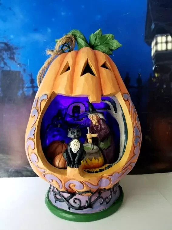 Jim Shore Halloween BUBBLE, BUBBLE, WE LOVE TROUBLE Witch Diorama, Spell, Brew