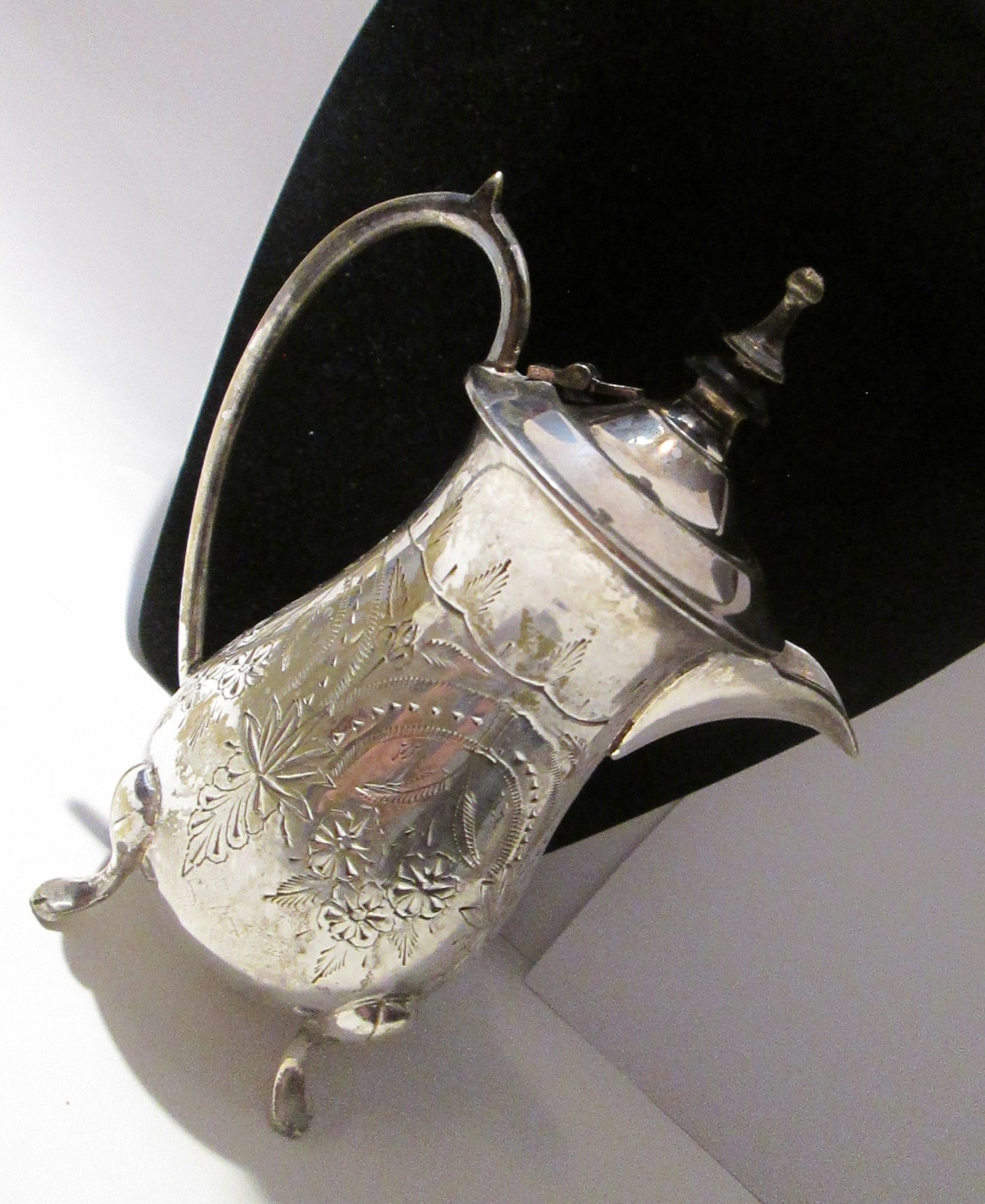 Vintage Silverplated Syrup Pitcher Etched Eales 1779 EPNS