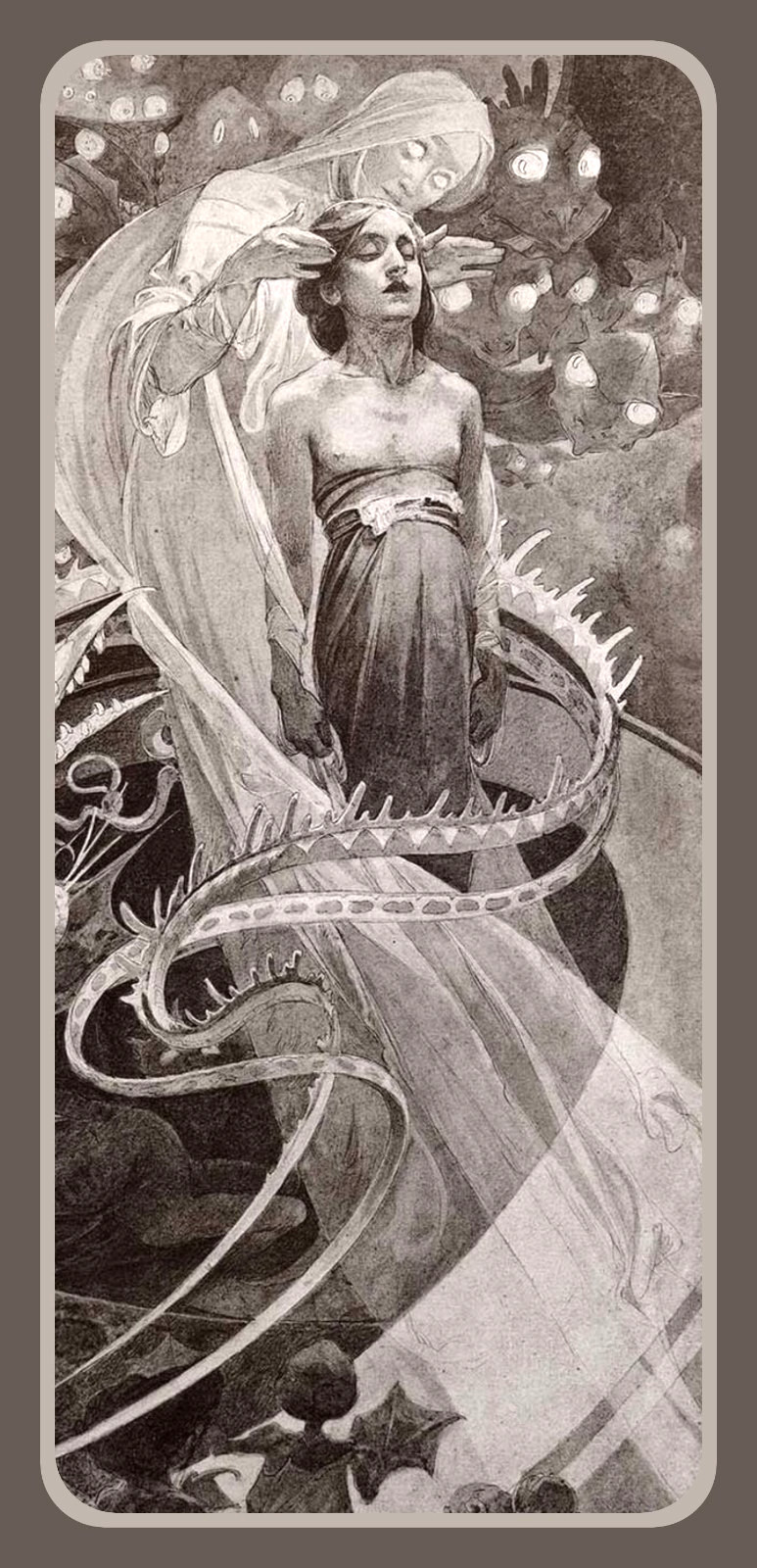 ALPHONSE MUCHA Lead Us Not Into Temptation Art - Laminated Bookmark - 2.5 x 6 in