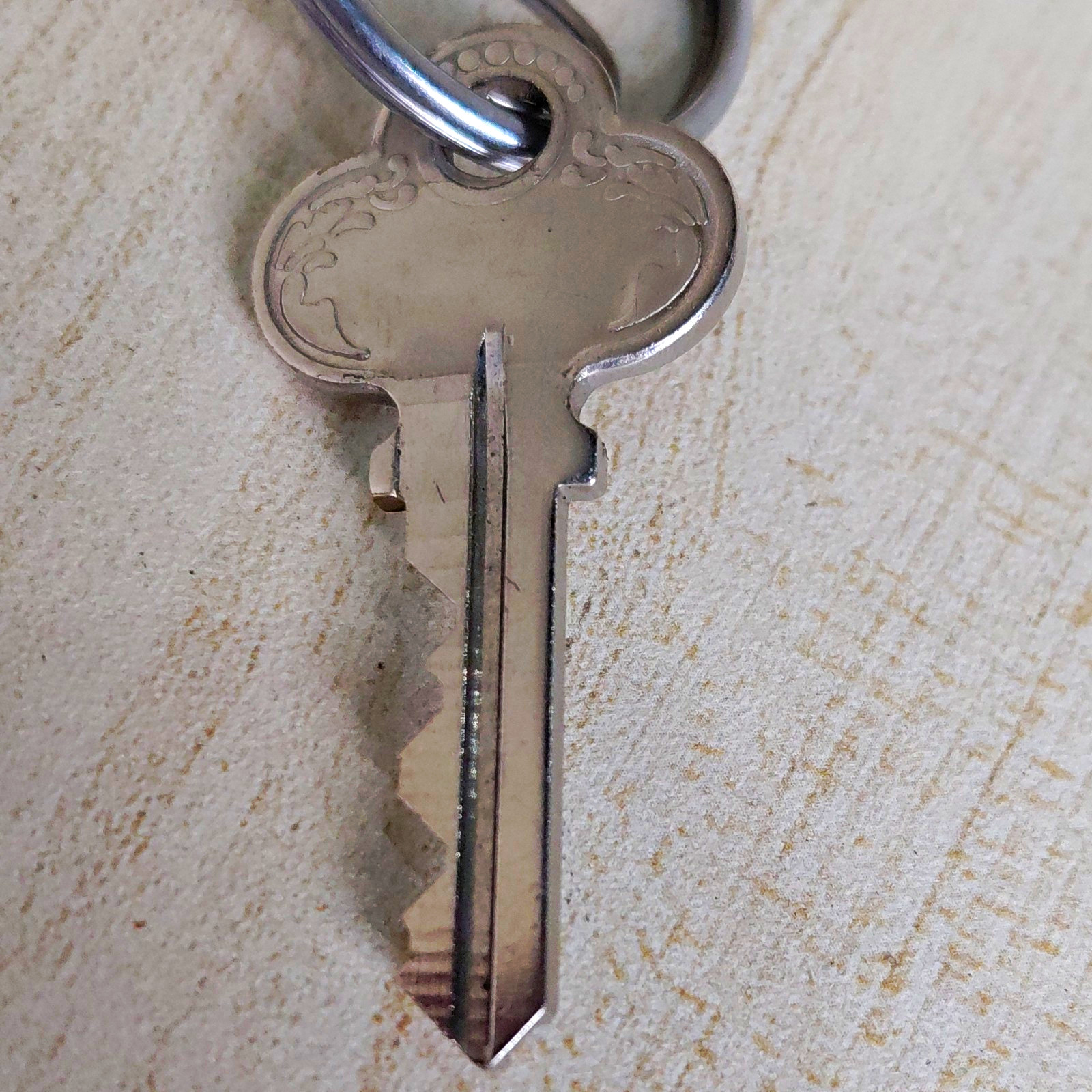 Vintage Metal Key on Keyring -