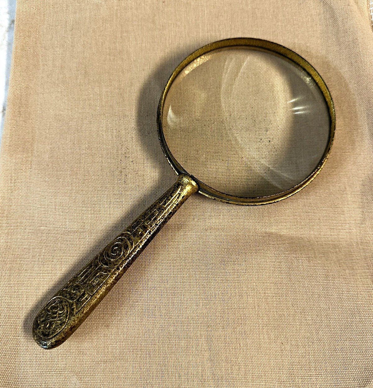 Antique Tiffany Studios stamped 928 zodiac pattern magnifying glass cast bronze Antique Tiffany Studios stamped 928 zodiac pattern magnifying glass cast bronze