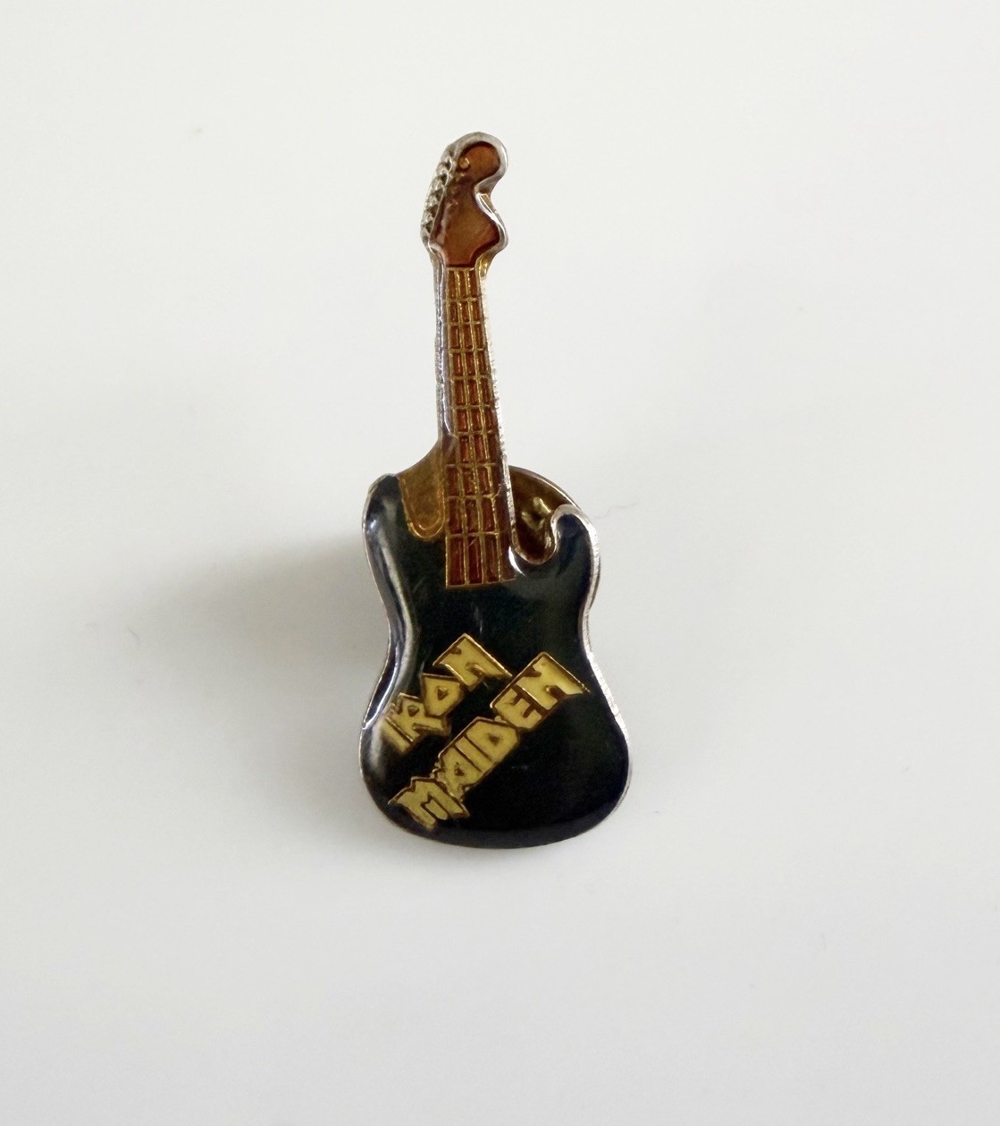 Vintage Iron Maiden Green Electric Guitar Gold Tone Lapel Pin