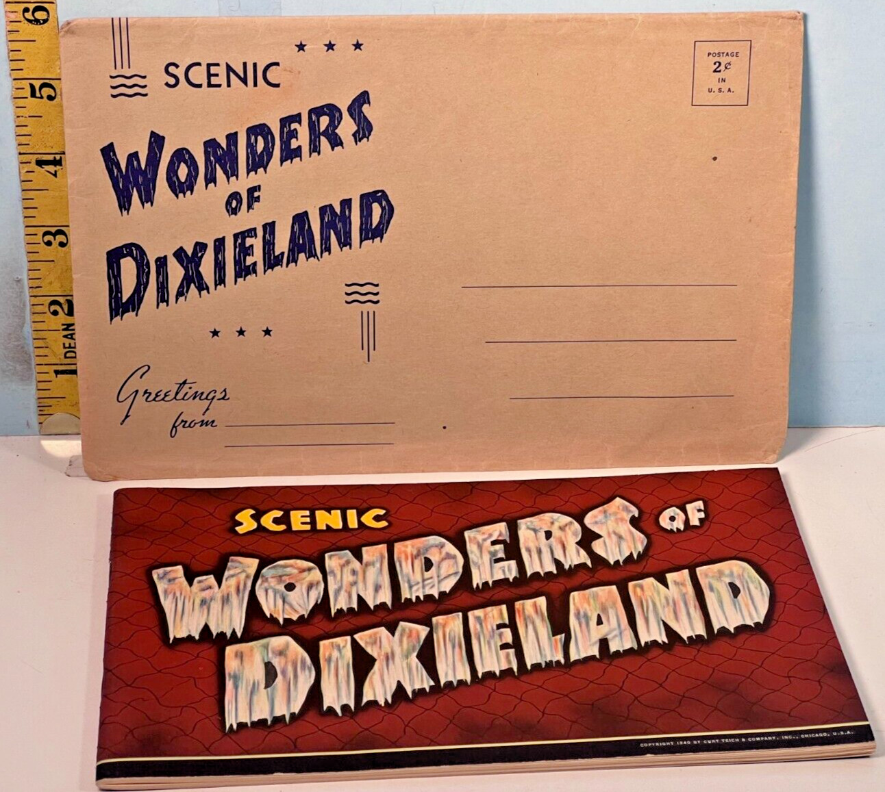 1940 Scenic Wonders of Dixieland Book of Curt Tiech Postcards w/Envelope 1940 Scenic Wonders of Dixieland Book of Curt Tiech Postcards w/Envelope