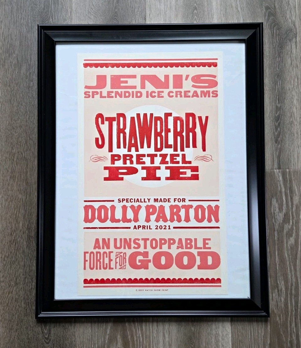 RARE Dolly Parton Jeni's Splendid Ice Creams Strawberry Pretzel Pie Poster