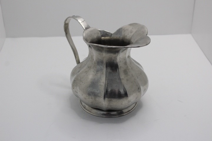 Rare Vintage French Pewter Scalloped Pitcher