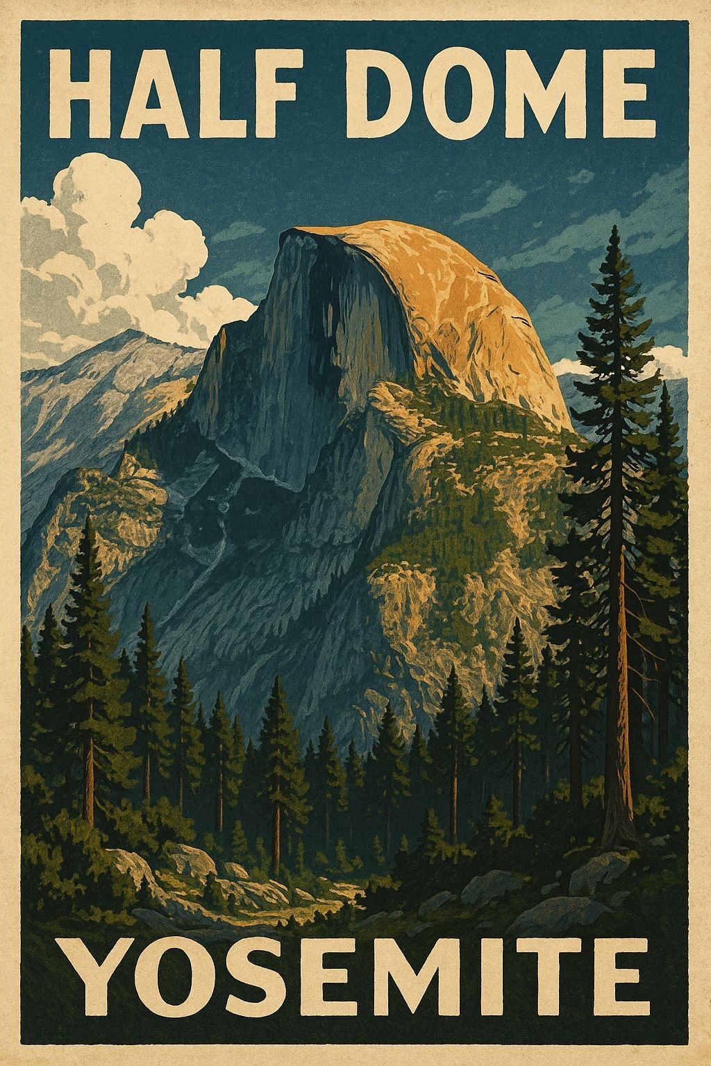 Half Dome Yosemite Beautiful Repro Print Poster 13x19 Half Dome Yosemite Beautiful Repro Print Poster 13x19