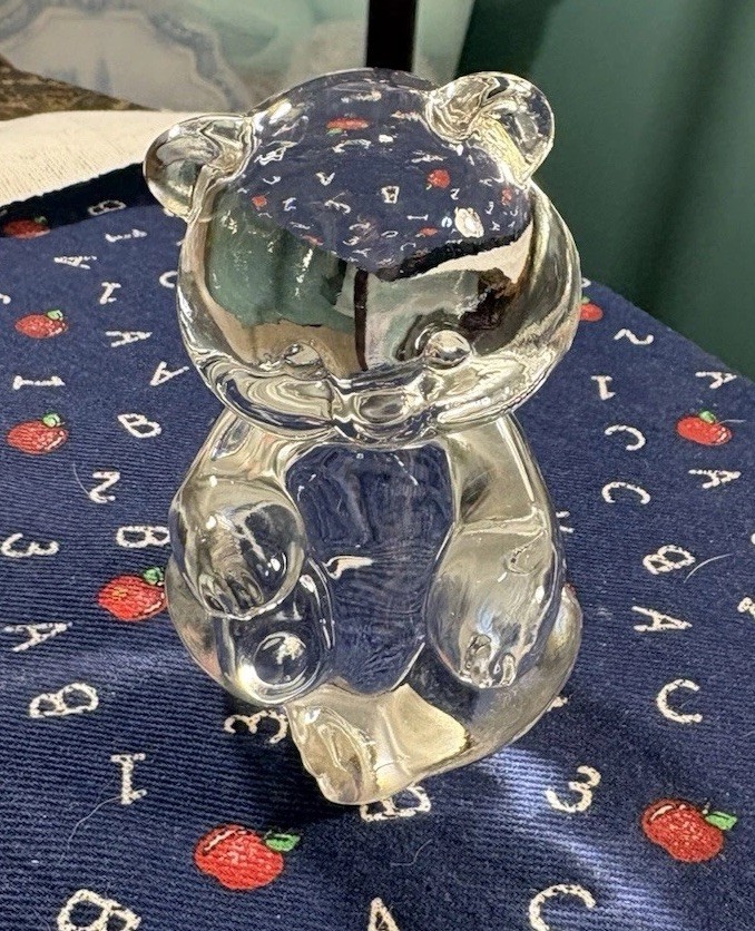 Vintage Fenton Crystal Glass Bear Figurine Paperweight Decor OfficeUSA
