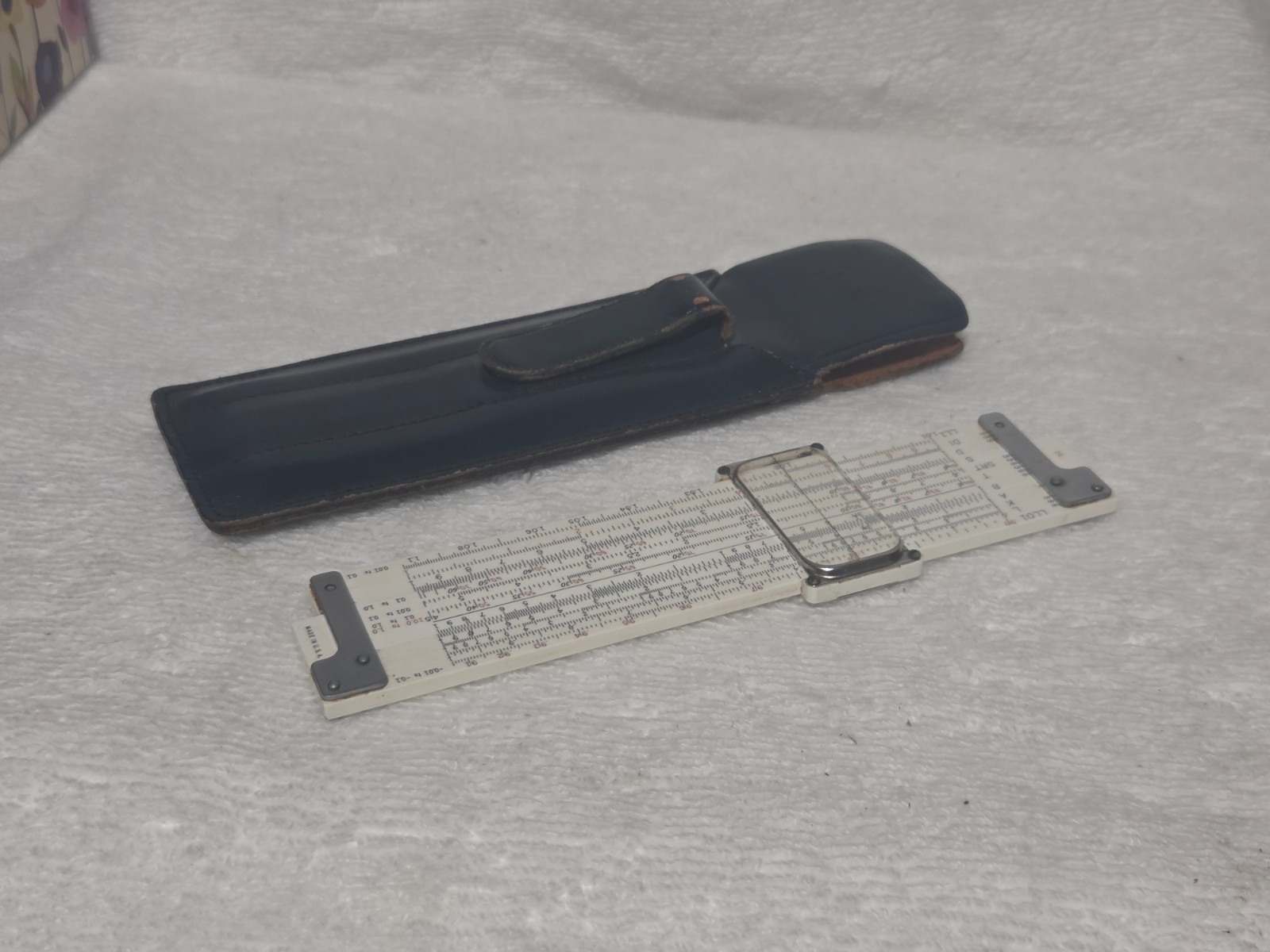 KUEFFEL & ESSER K & E SLIDE RULE 4181-1 5'' VINTAGE 1947 w/LEATHER POCKET CASE
