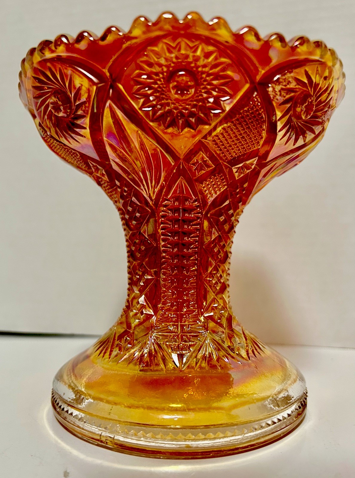 Vintage Imperial Marigold Carnival Art Glass Punch Bowl Base Stand Dish