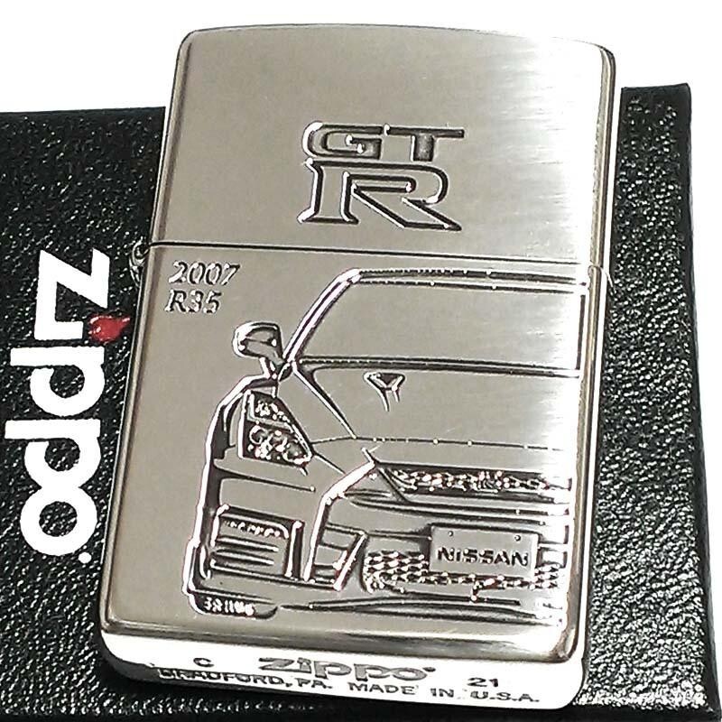 Zippo NISSAN SKYLINE GT-R R35 NISMO Both Sides Etching Oxidized Silver Plating 