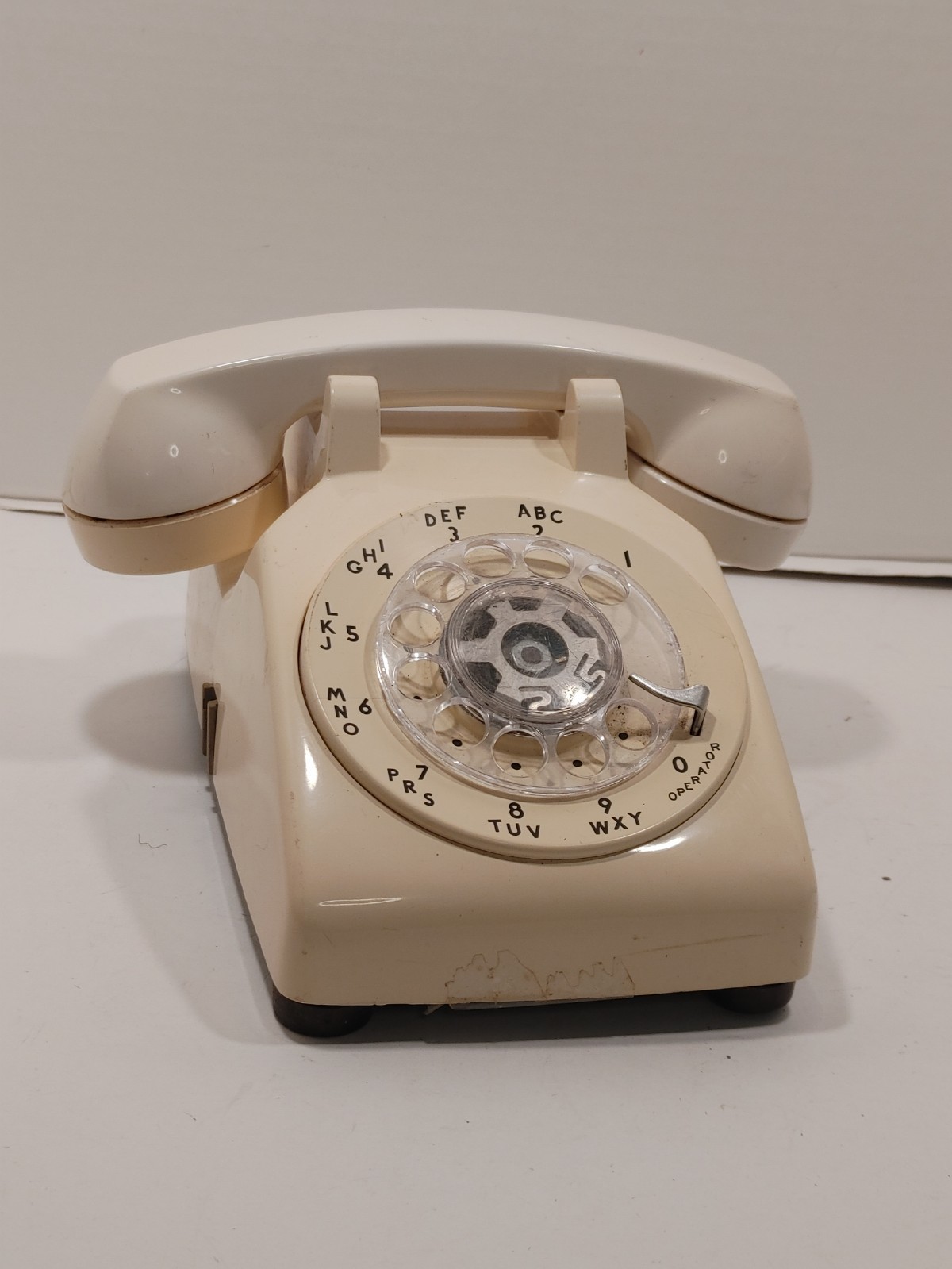 Vintage Western Electric Rotary Dial Desk Phone Bell System White Cream No Cord