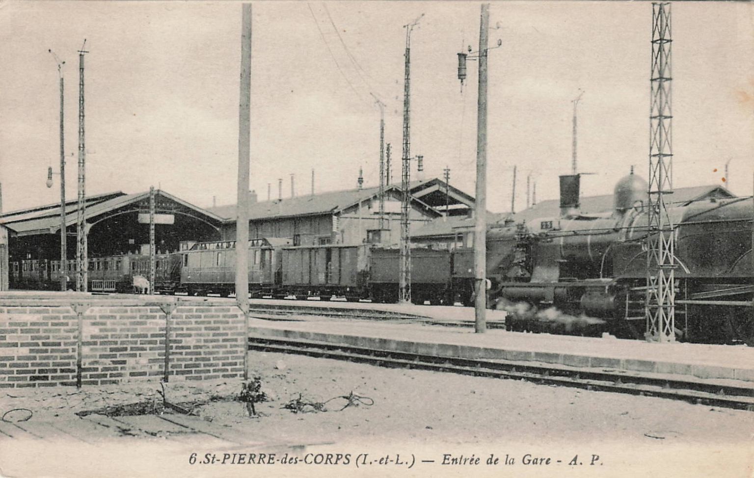 St-Pierre-des-Corps France Train Station RPPC Postcard c1910s WWI Era US GI PC