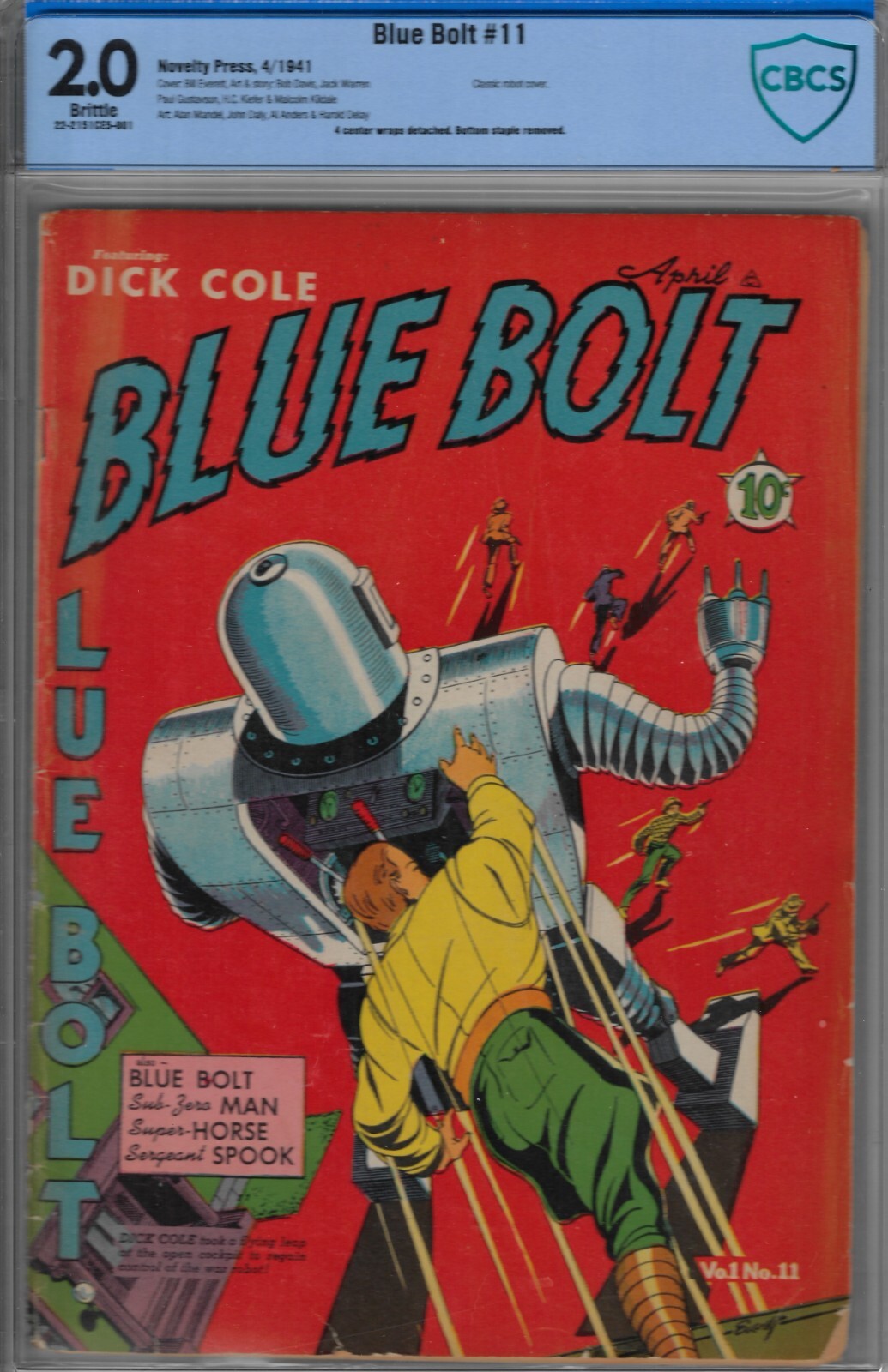 BLUE BOLT CBCS 2.0 #11- 1941 WWII COMIC -CLASSIC EVERETT ROBOT COVER BLUE BOLT CBCS 2.0 #11- 1941 WWII COMIC -CLASSIC EVERETT ROBOT COVER