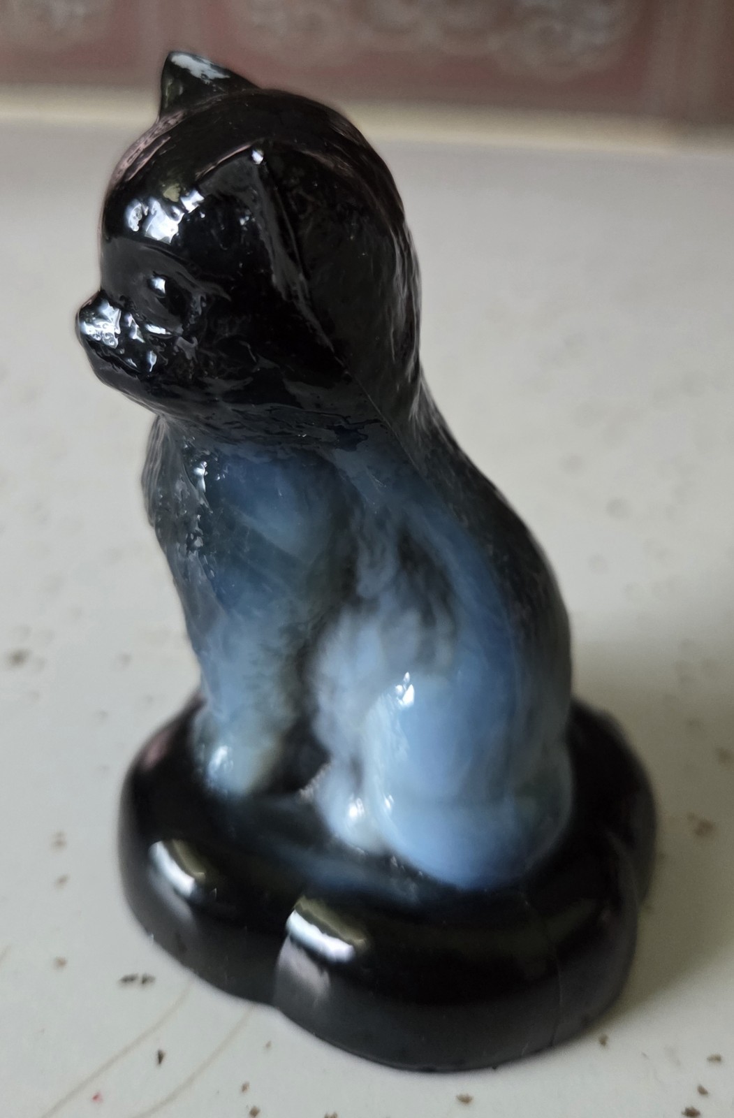Vintage Boyd Glass Kitten On A Pillow Anniversary Slag