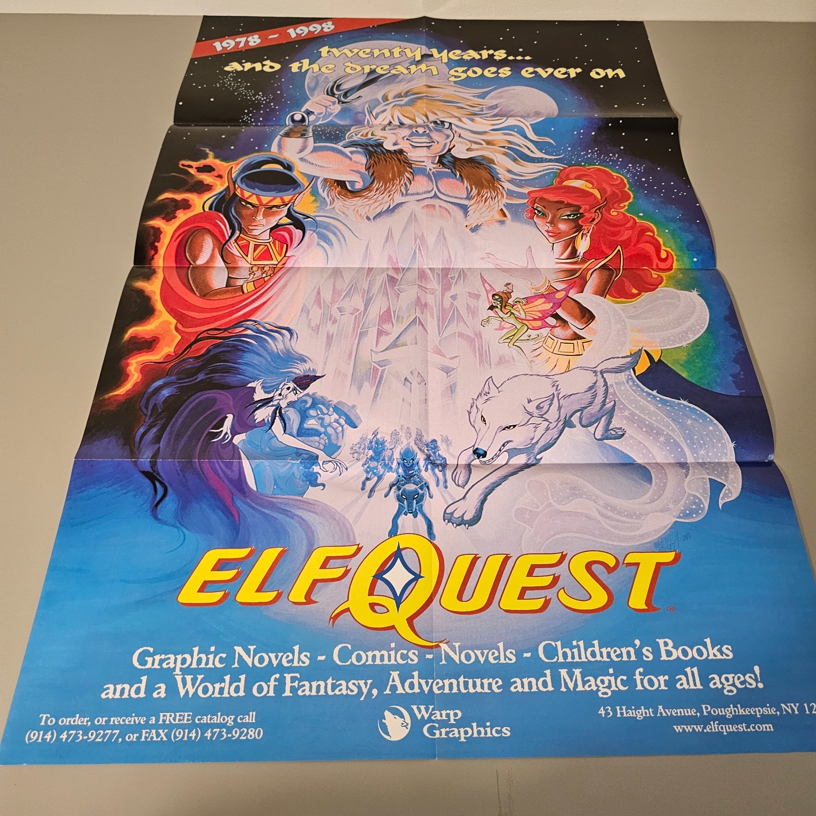 Vintage 1998 ElfQuest 20th Anniversary Promo Poster Warp Graphics Fantasy Comic