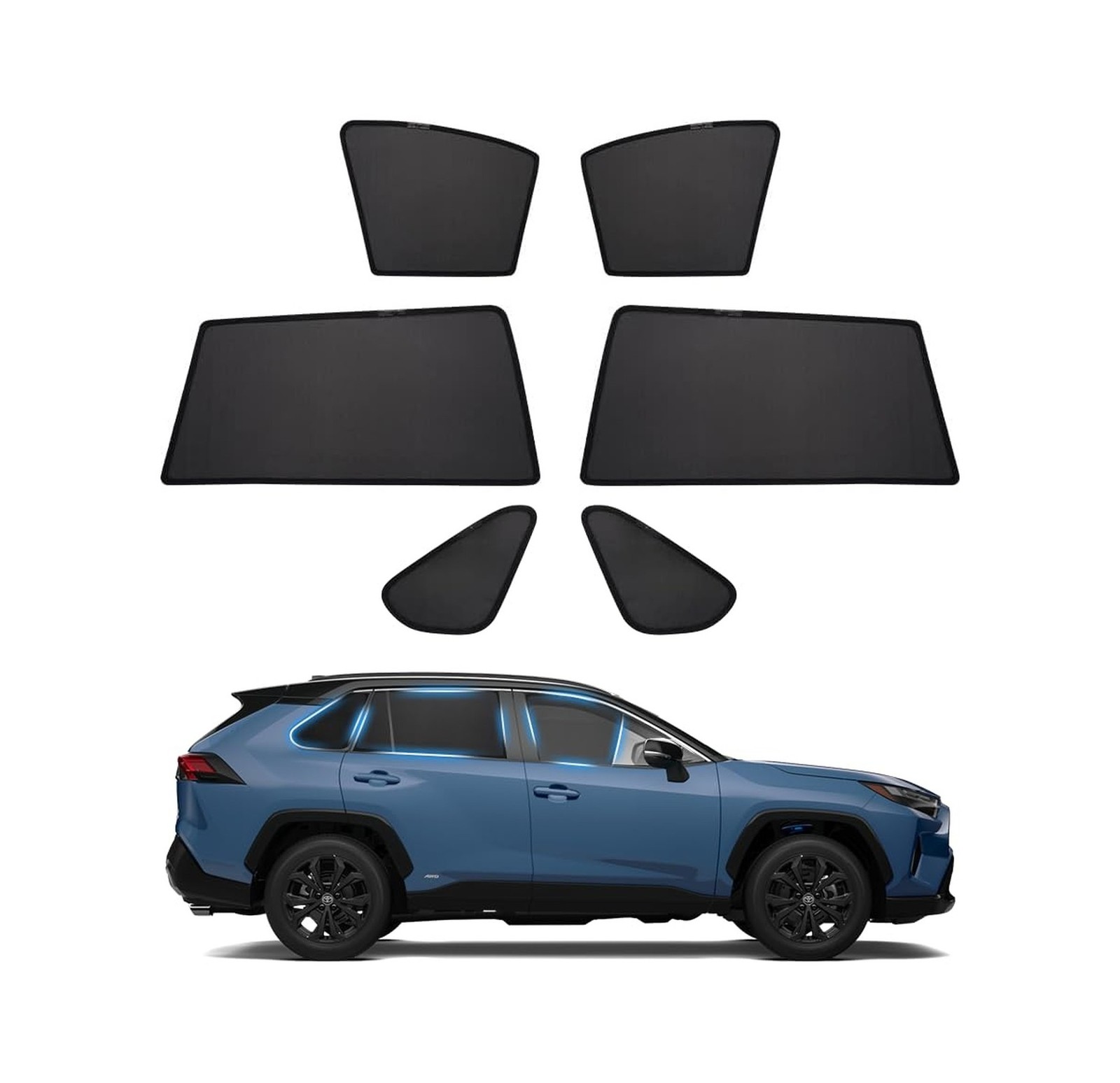 Powerty Custom Fit for Side Window Shade Toyota RAV4 2019-2024 2025-6 Pack 10...