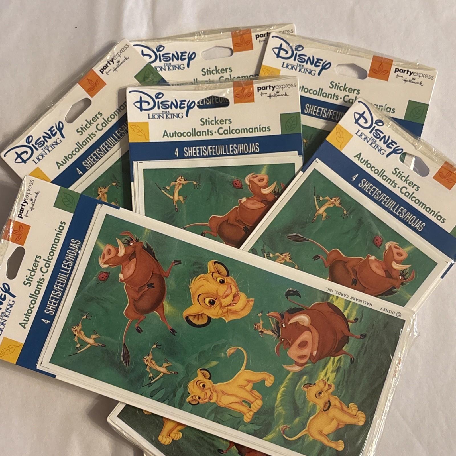 Lot of 6 Vintage Disney The Lion King Sticker Packs Hallmark Scrapbook 1990s NOS