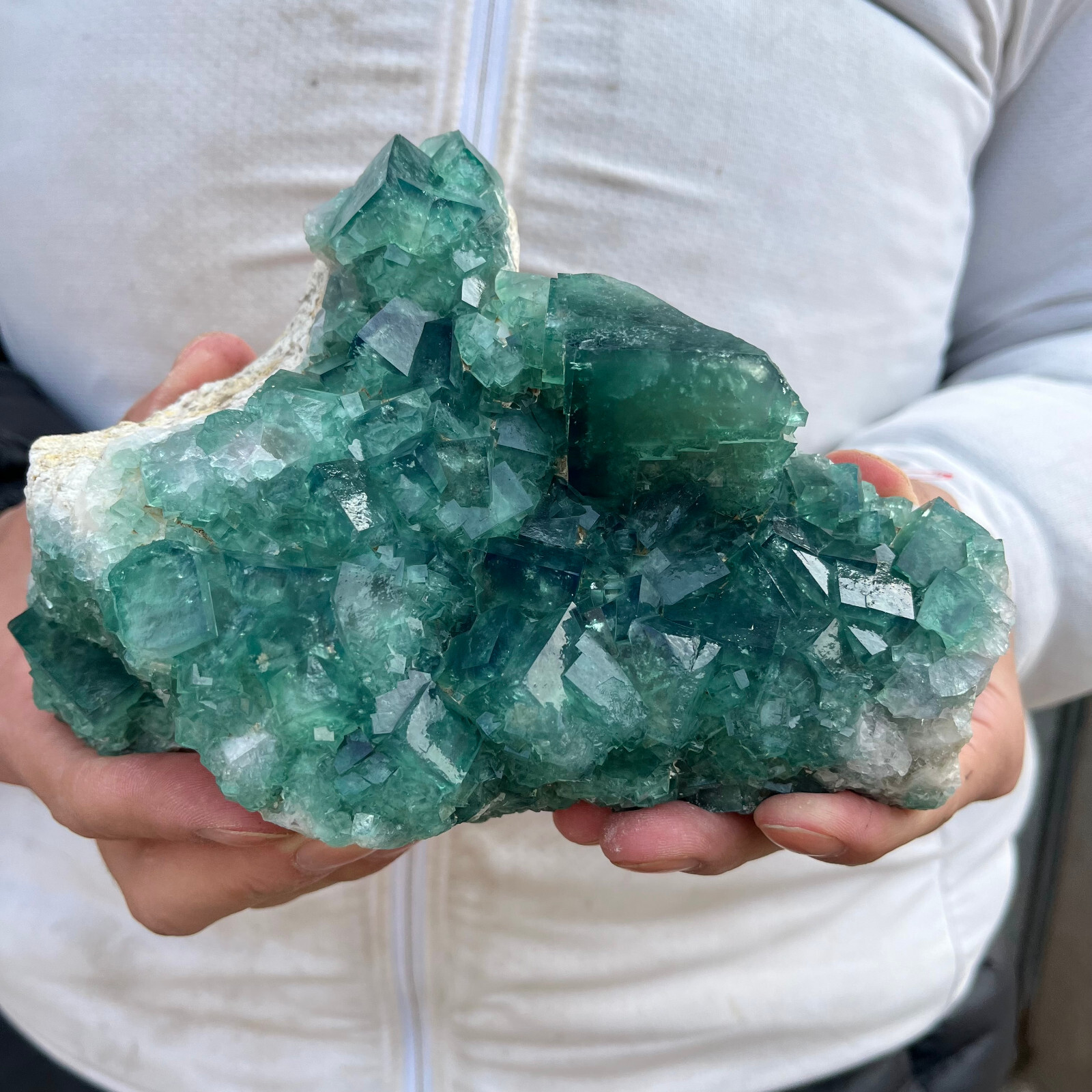 2.7lb NATURAL Green Cube FLUORITE Quartz Crystal Cluster Mineral Specimen