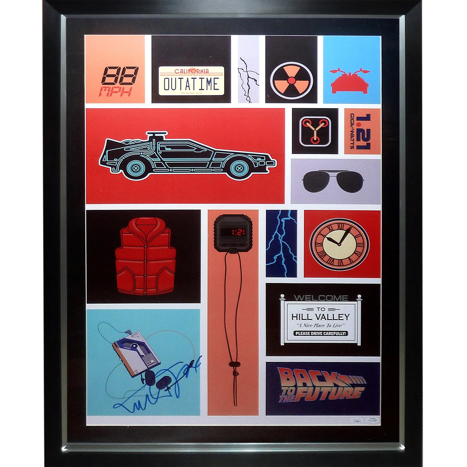 Michael J. Fox Autographed Back To The Future Deluxe Framed 23x34 Collage Poster