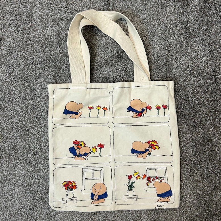 VTG 70s Ziggy Canvas Tote Bag Universal Press Syndicate Tom Wilson Comic