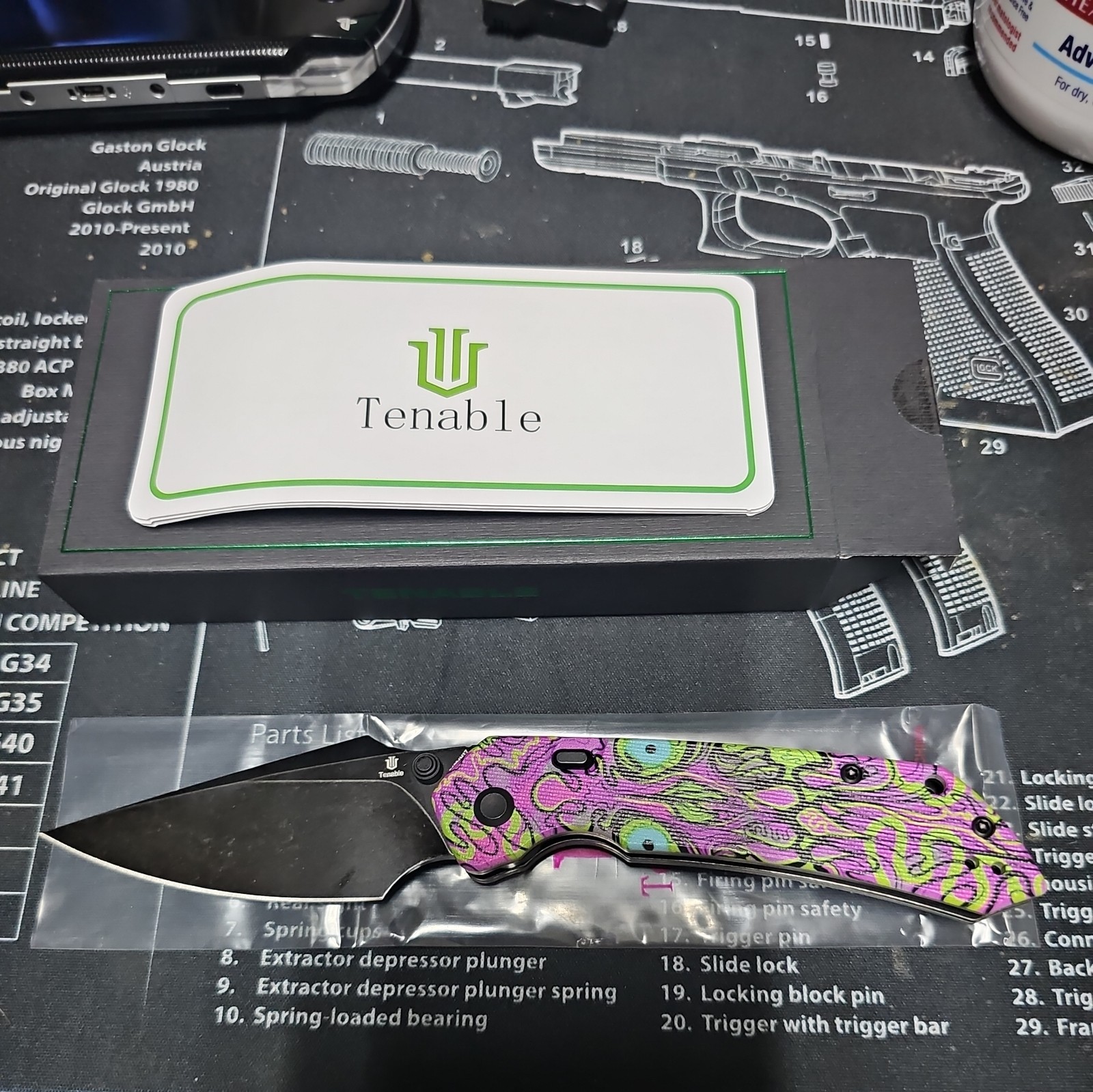 Tenable Fenrir 14C28N Drop Point Jade G10 Pocketknife Purple undead button lock Tenable Fenrir 14C28N Drop Point Jade G10 Pocketknife Purple undead button lock