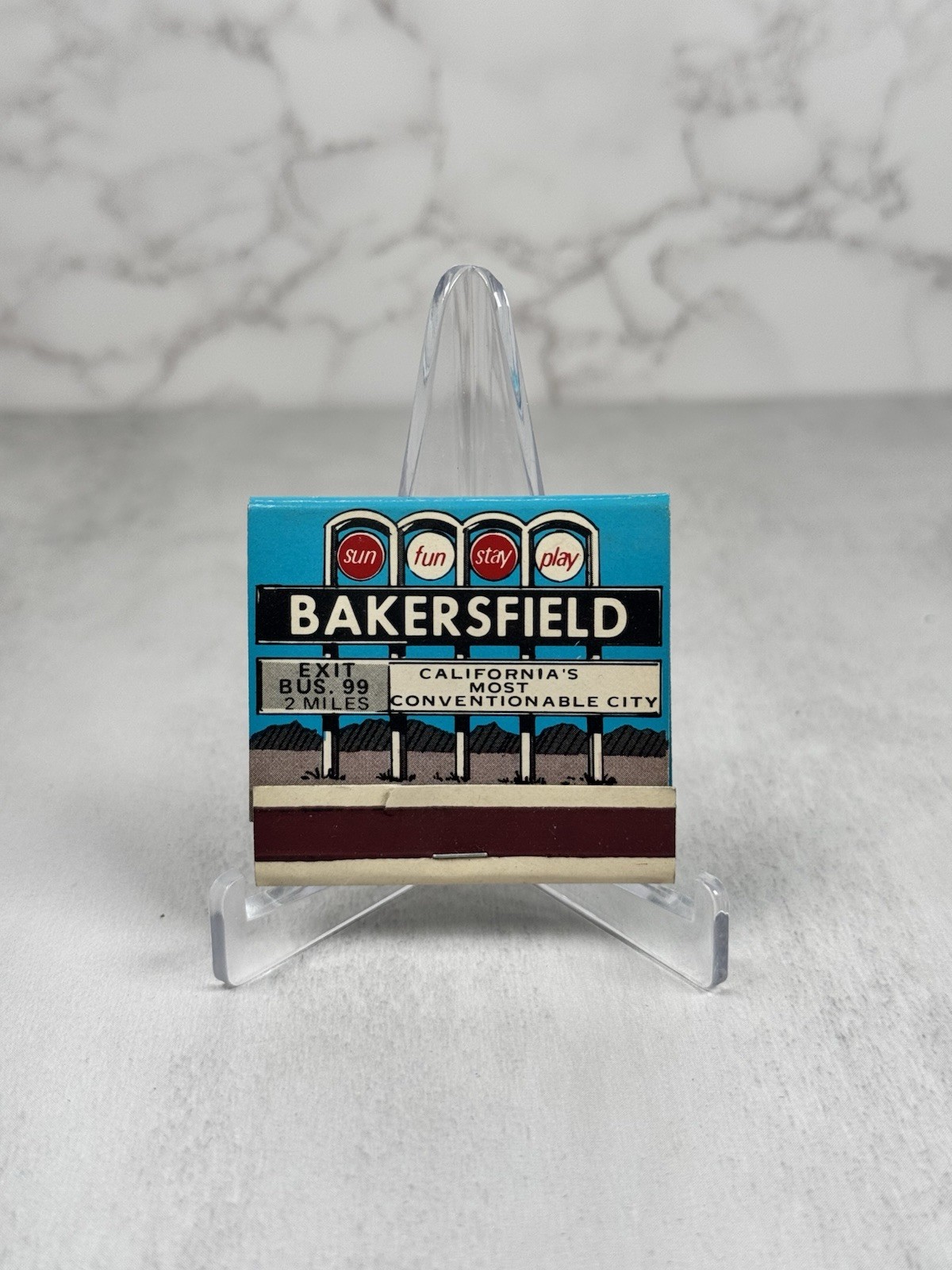 Vintage Bakersfield CA Matchbook Unstruck Sun Fun Stay Play