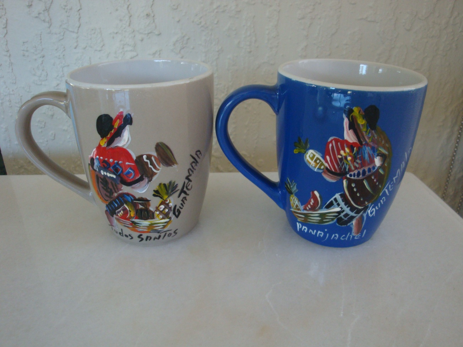 Souvenir Guatemala Hand Painted Coffee Mugs Tudos Santos Panajachel