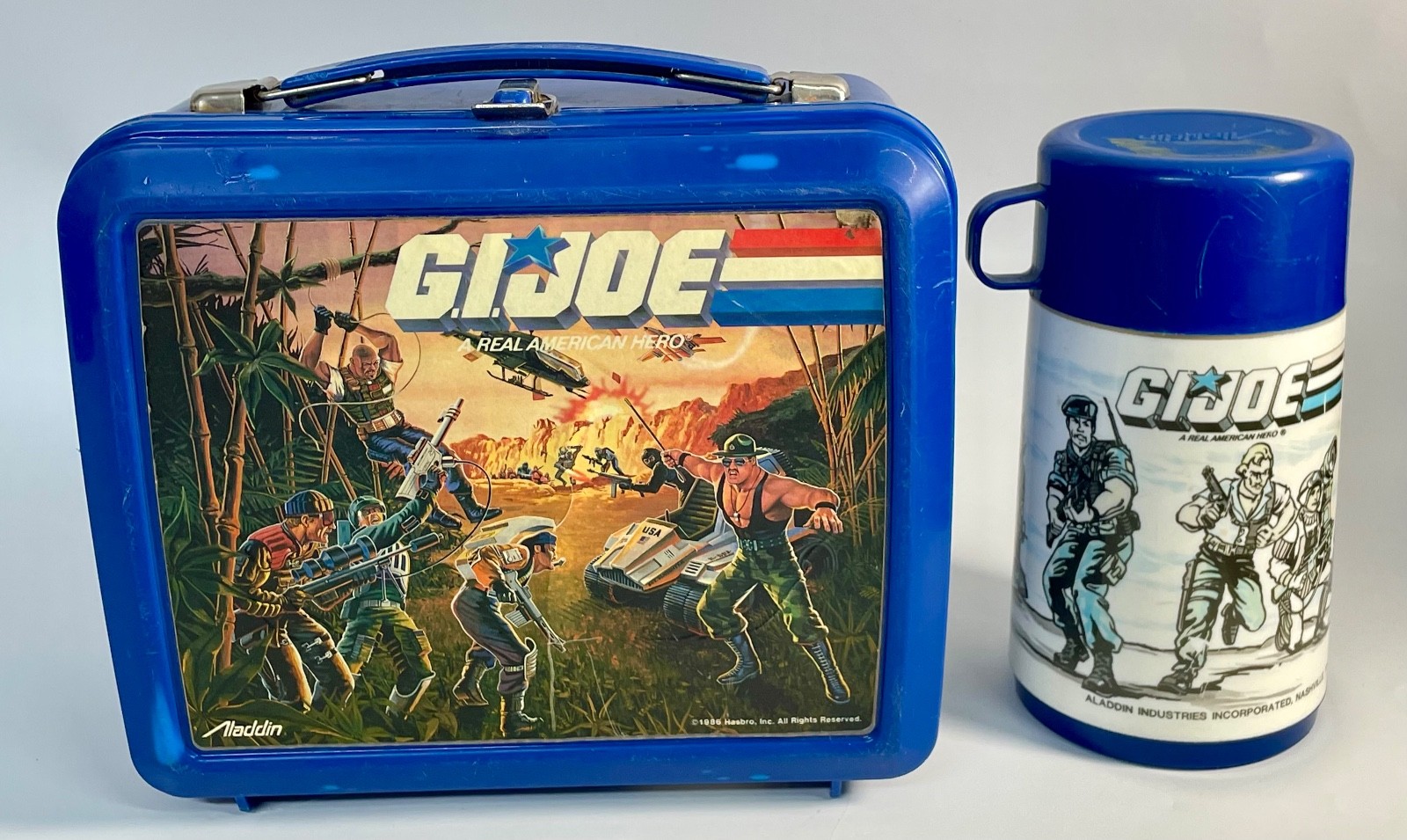 Vintage 1986 Aladdin G.I. Joe Plastic Lunch Box w/ Thermos