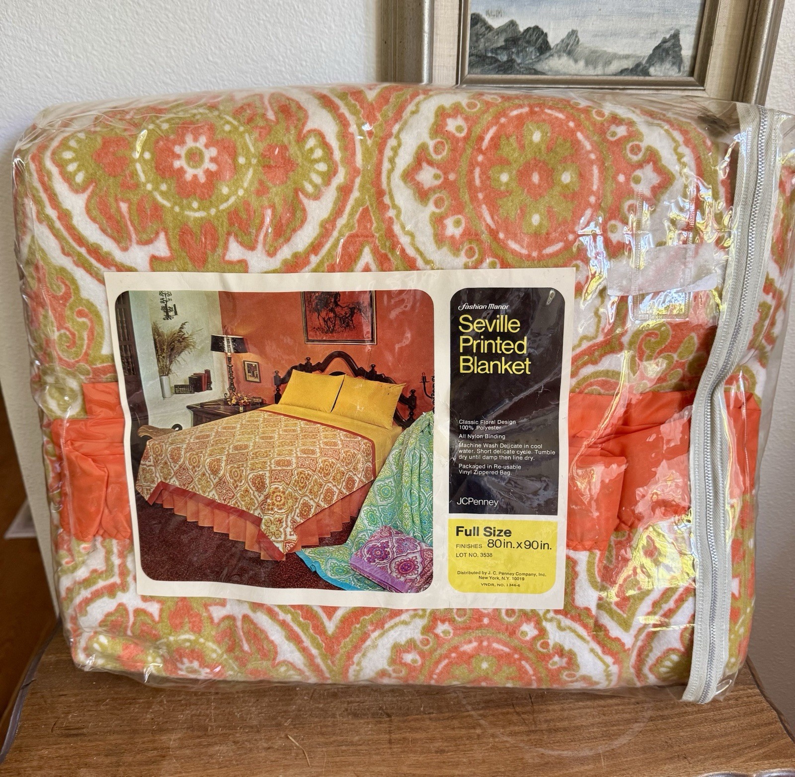 Vintage 70s Bedding JCP Fashion Manor Seville Mod Design Full Size Blanket NOS Vintage 70s Bedding JCP Fashion Manor Seville Mod Design Full Size Blanket NOS