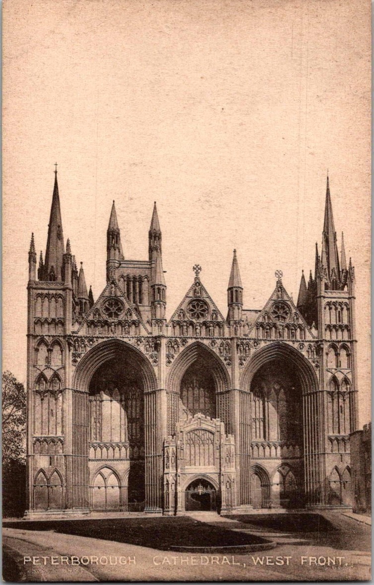 Peterborough Cathedral West Front Building View Postcard