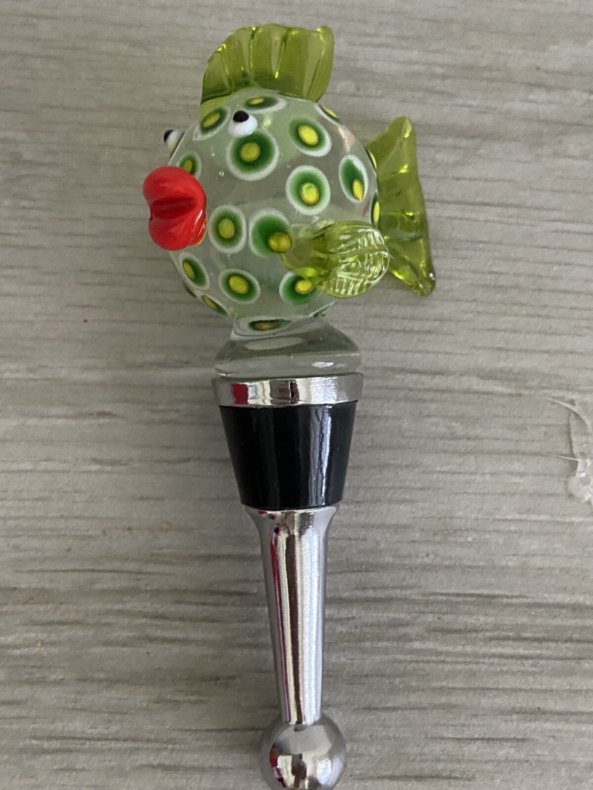 Murano Art Glass Bottle Stopper Green Handblown Blowfish Twos Company VA Bene Murano Art Glass Bottle Stopper Green Handblown Blowfish Twos Company VA Bene