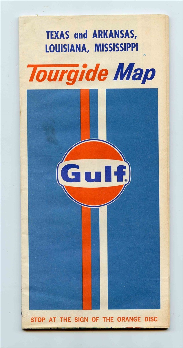 Gulf Tourgide Texas and Arkansas Louisiana Mississippi Map 1970