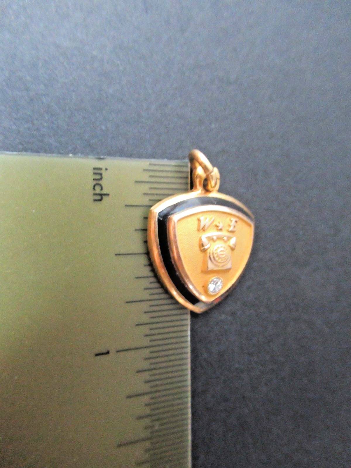 Vintage Western Electric 1/10 10k Gold Filled With Diamond Service Charm/Pendant