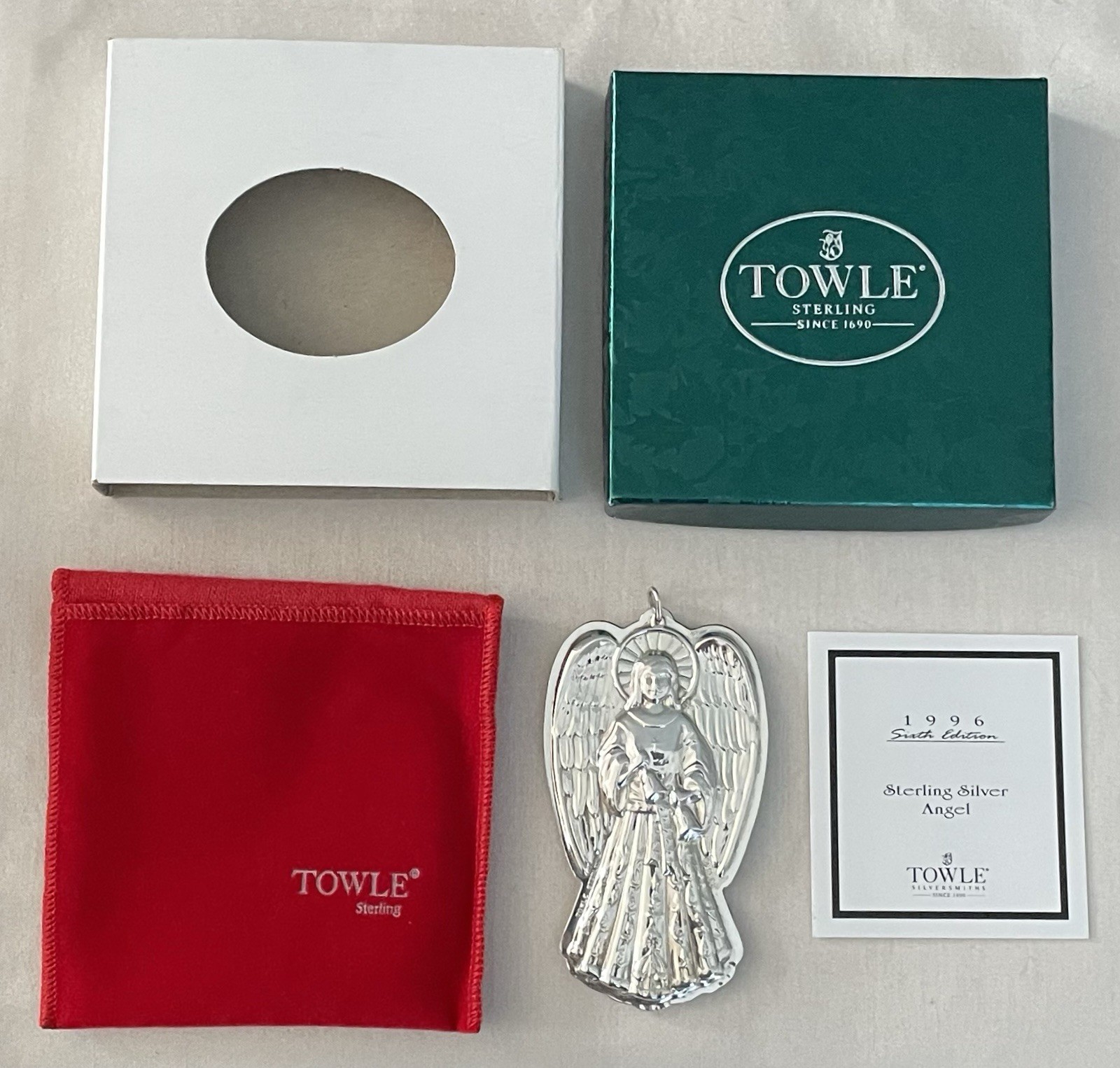 1996 Towle Sterling  ANGEL WITH BELLS ORNAMENT 6TH Edition