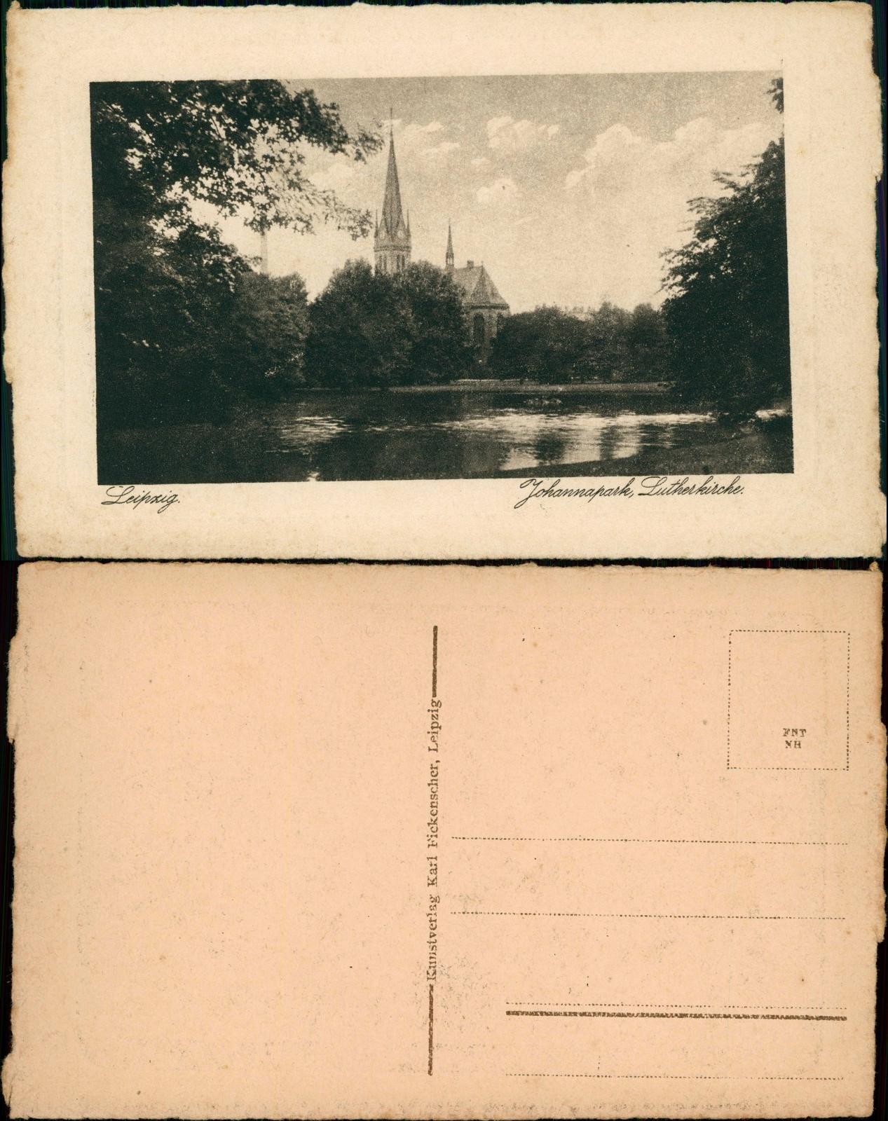 Postcard Leipzig Johannapark, Luther Church. 1932