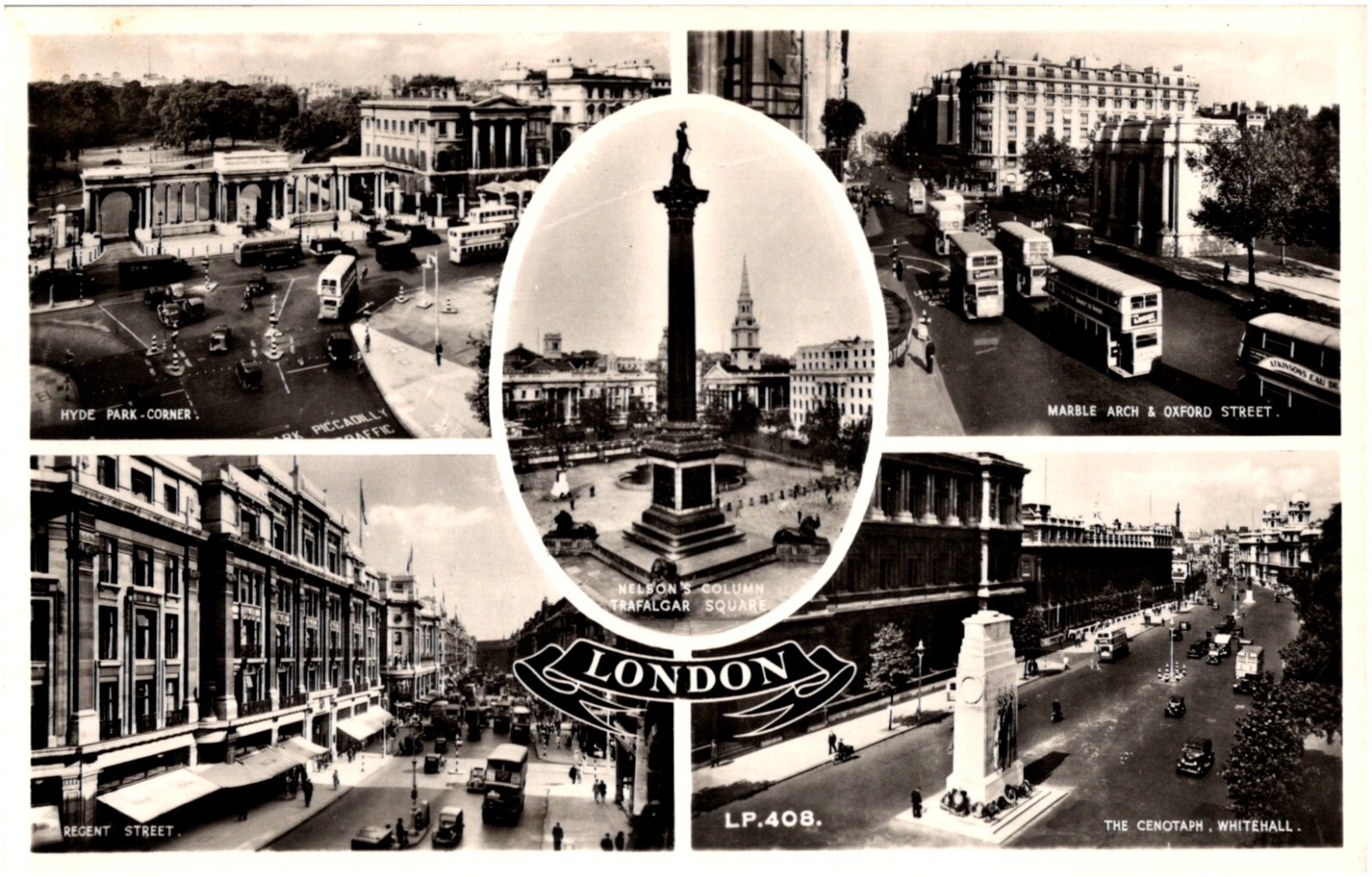 London England City Streets & Monuments Multiview 1950s RPPC Postcard Photo