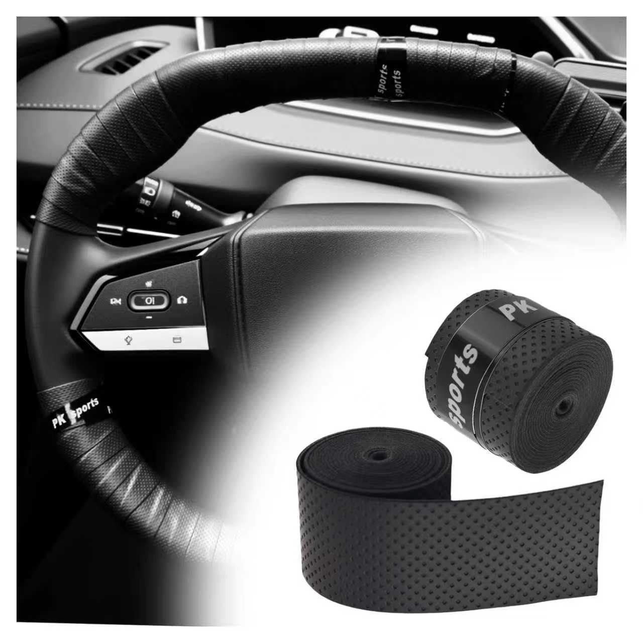 2PCS 3.4FT Leather Steering Wheel Wrap Tape,Non-Slip & Comfort Grip Steering ...