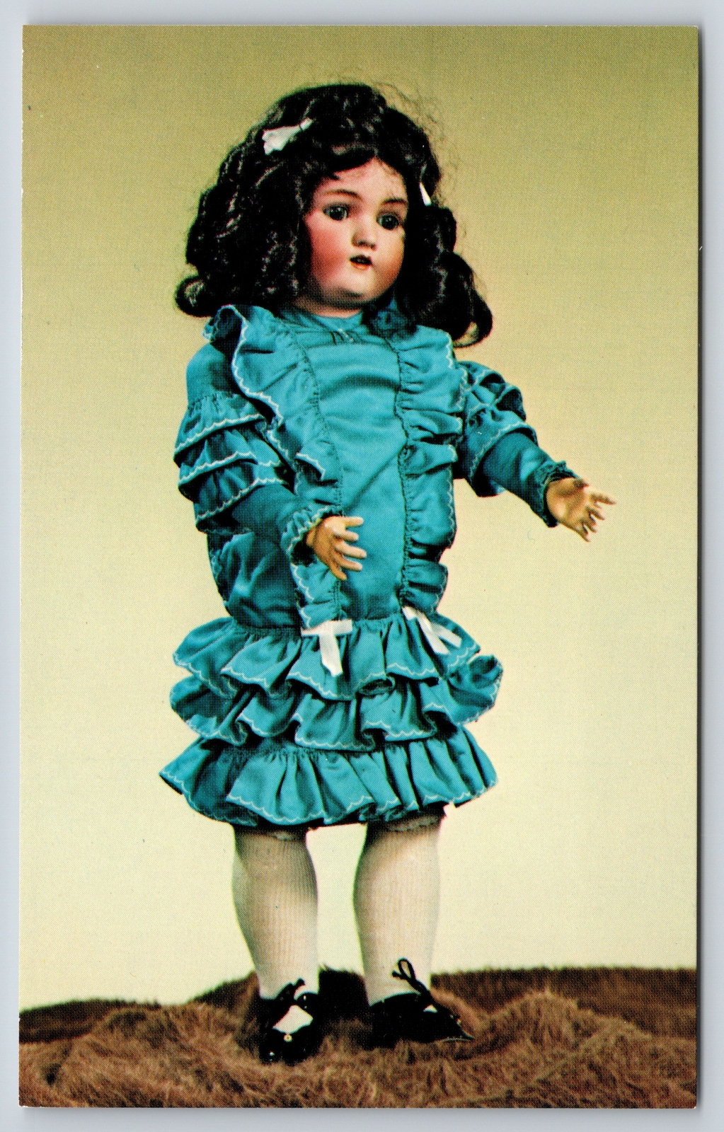Antique German Bisque Porcelain Doll W/ Blue Dress By CM Bergman~Vintage PC
