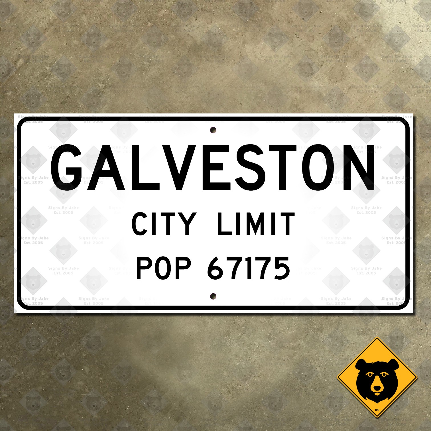 Galveston Texas city limit marker road highway sign 1956 24x12