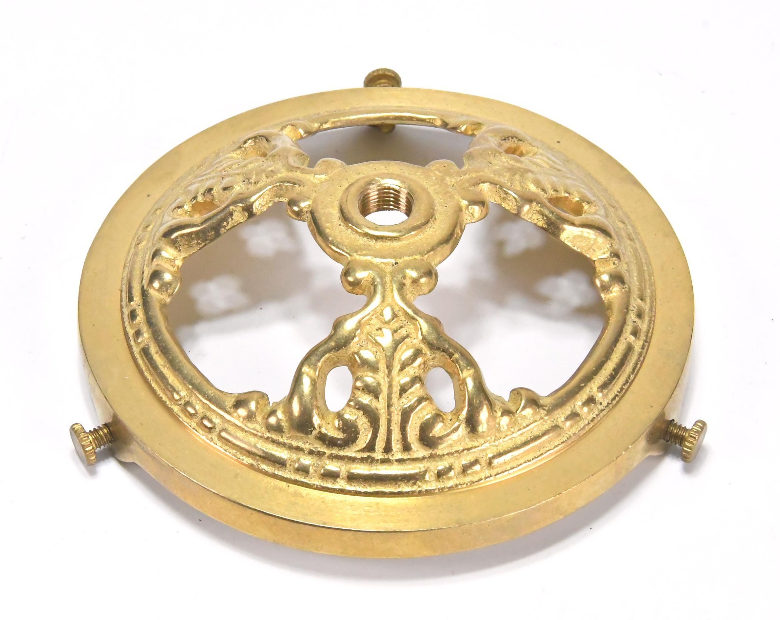 SOLID CAST DECORATIVE POLISHED BRASS 4 1/4 IN LAMP SHADE FITTER HOLDER