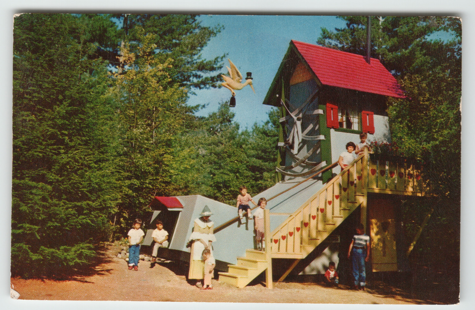 Postcard Old Woman in the Shoe at Story Land Park in Glen, NH.