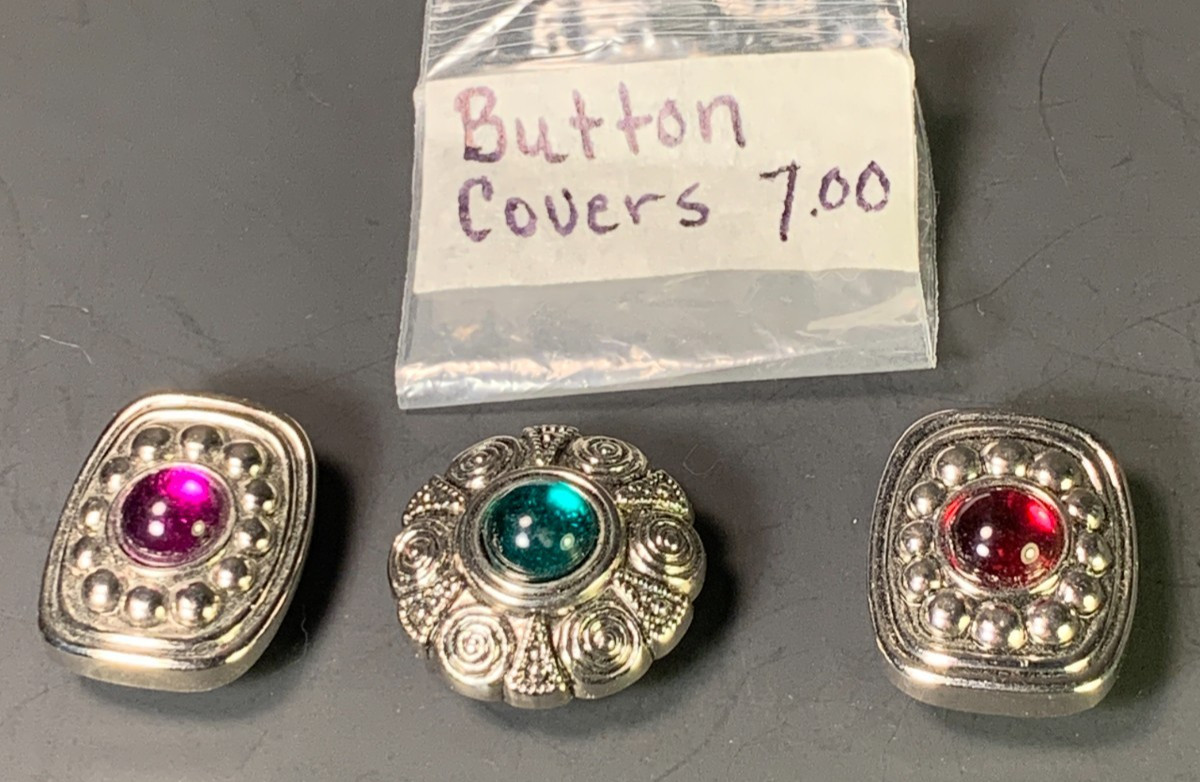 Lot of 3 Different Button Covers Fashion Silver Toned