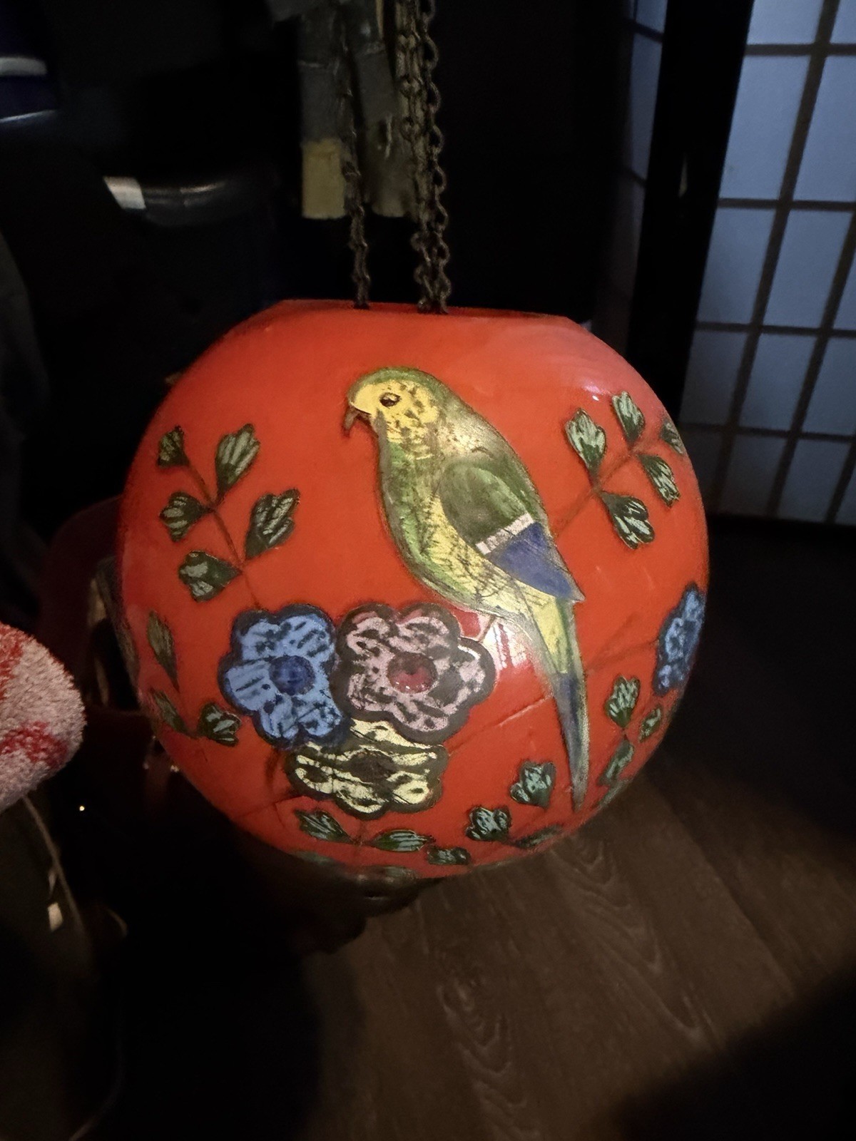 Antique Hand Painted Hanging Lamp. Antique Hand Painted Hanging Lamp.