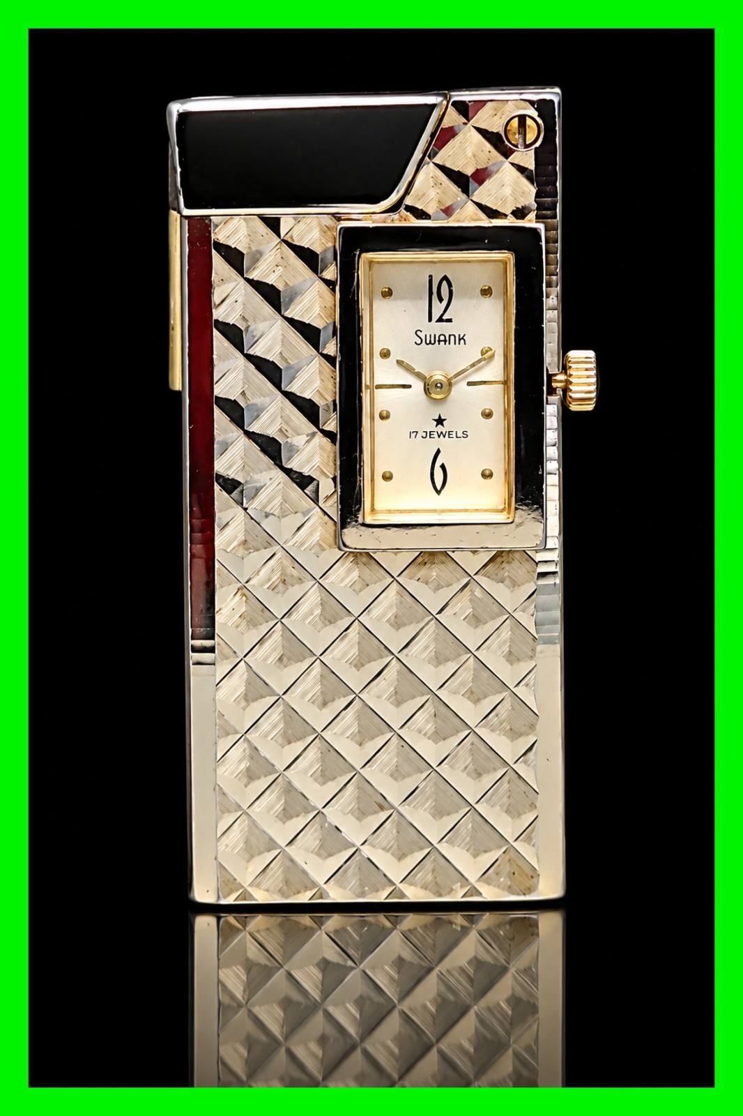 Vintage Swank 17 Jewel Watch Mid Century Cigarette Lighter - Fully Functional