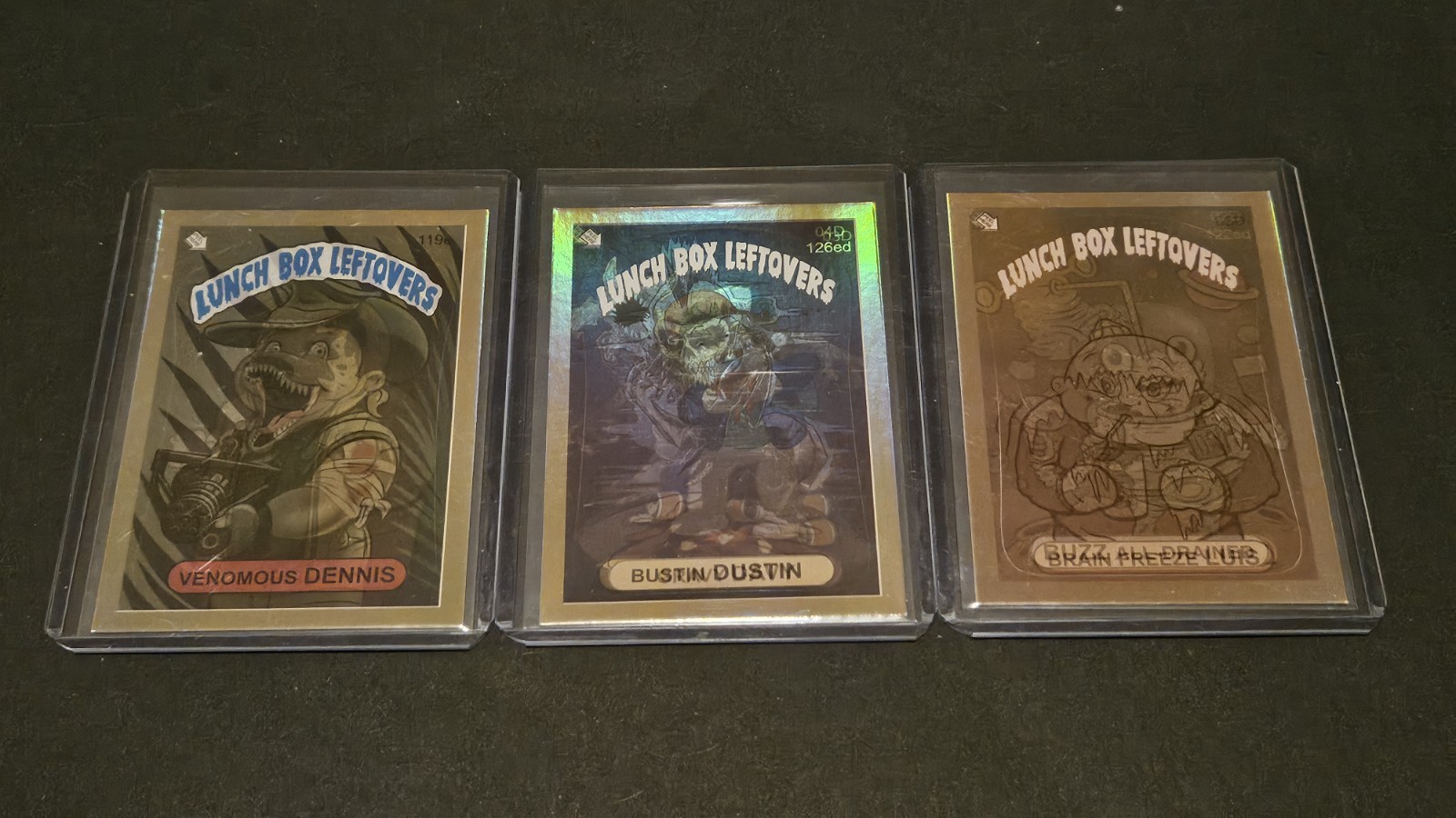 SSFC Lunchbox Leftovers Series 15 Lot Of 3 Gold Foil ERROR Sticker Cards L@@k