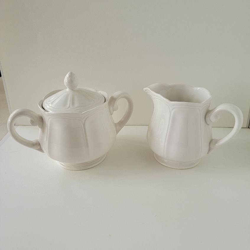 Vintage Federalist Ironstone Cream & Sugar Bowl White 4238 Made in Japan