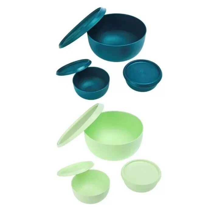 Tupperware 12-piece Blossom Lid Serve & Store Bowl Set-Green-NEW