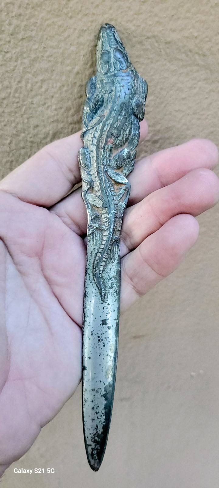 Antique Alligator Metal Letter Opener RARE c1910s